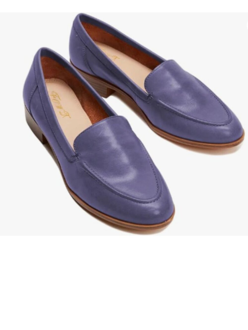 FOWT Purple Women's Wide Width Loafer Shoes Slip On Low Block Stripped Heel Shoe
